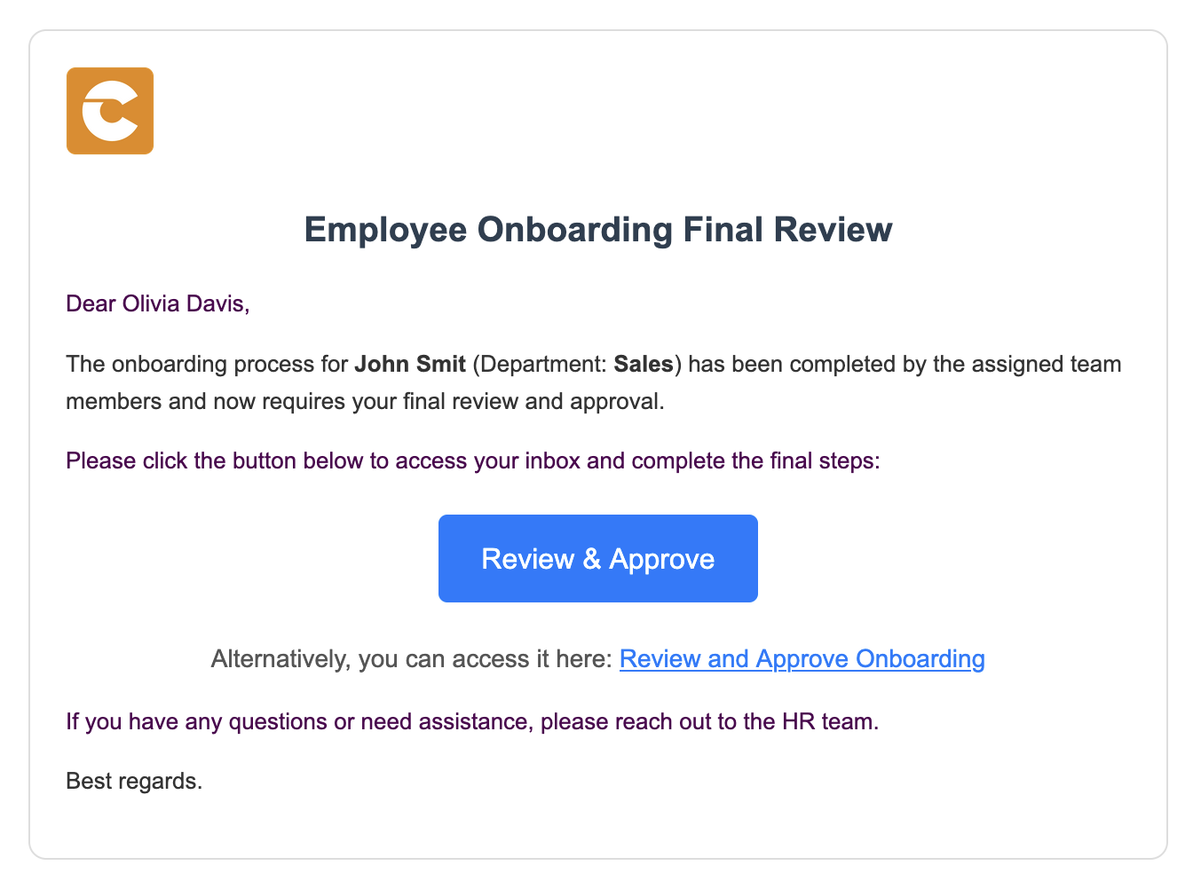 onboarding announcement mail